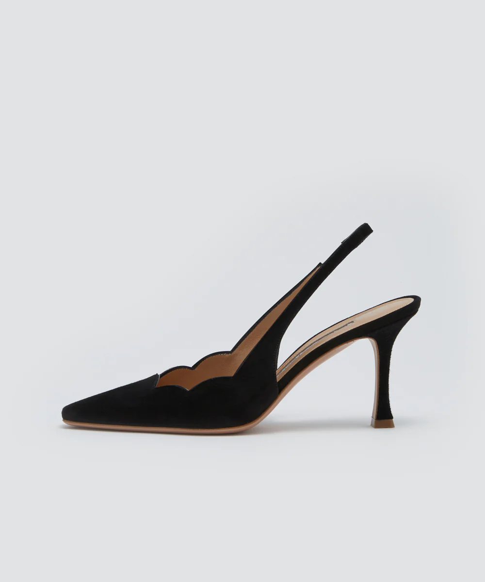 VENERE スカラップ バックスリング パンプス 8.0CM BLACK