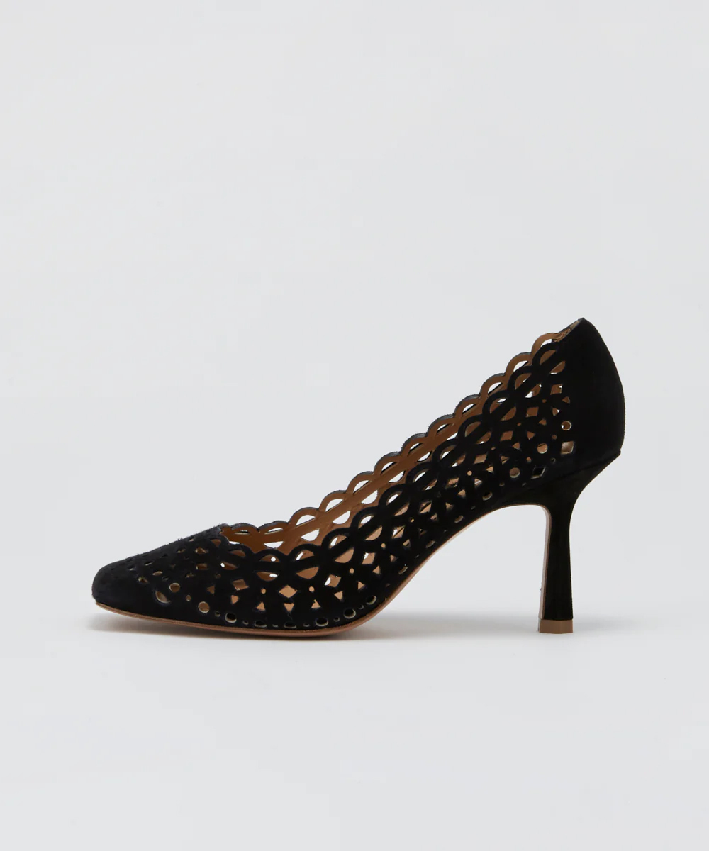 EMILY カットワーク パンプス 8.0CM BLACK