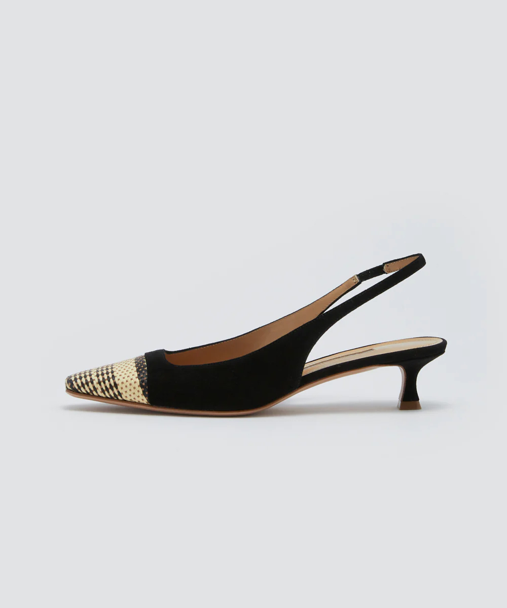 VENERE バックスリング パンプス 3.5CM NATURAL/BLACK