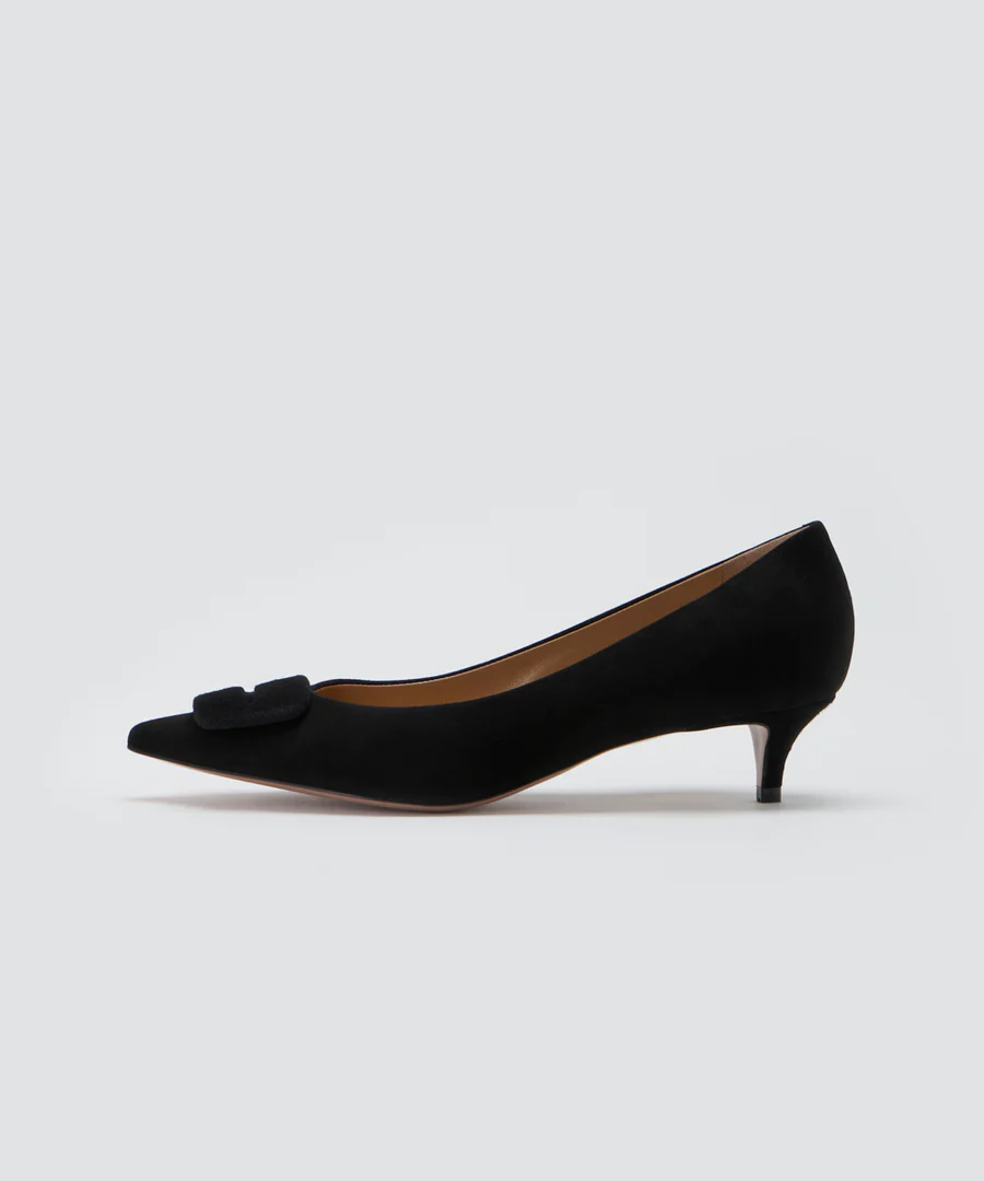 ANIMA アネッリフィッビア スウェード パンプス 3.5CM BLACK