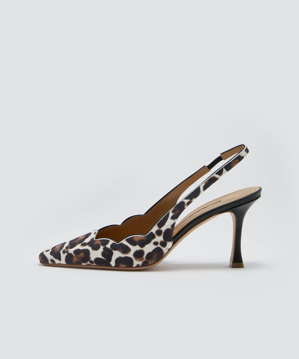 VENERE スカラップ バックスリング パンプス 8.0CM LEOPARD