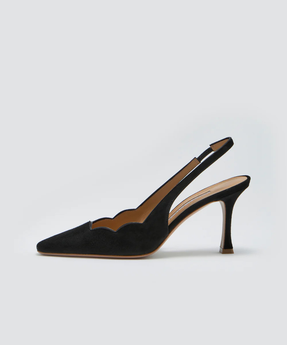 VENERE スカラップ バックスリング パンプス 8.0CM BLACK