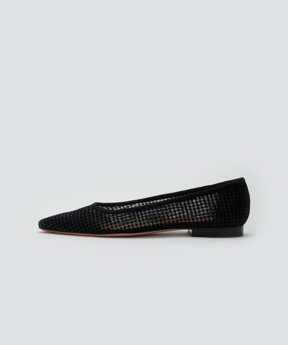 VENERE ハウンドトゥース チュール パンプス 1.0cm BLACK