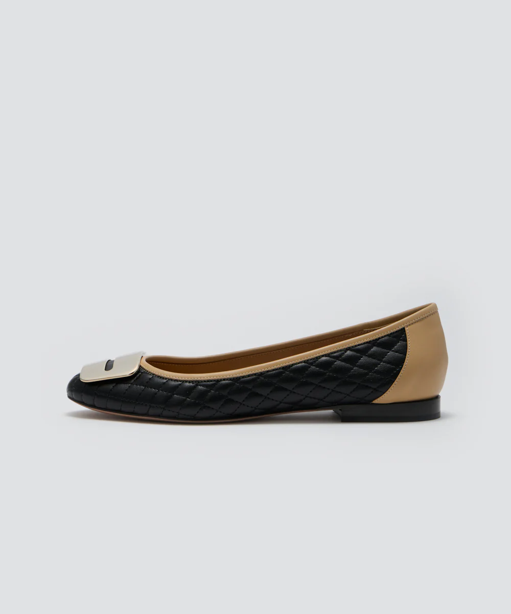 GOLD アネッリフィッビア パンプス 1.0cm BLACK/BUTTER MILK