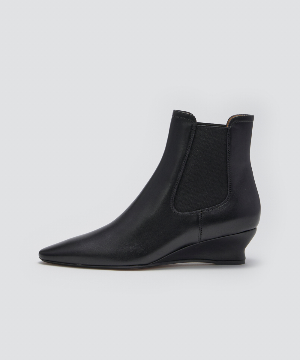 LOTTI ウェッジソール ショートブーツ 4.0cm BLACK