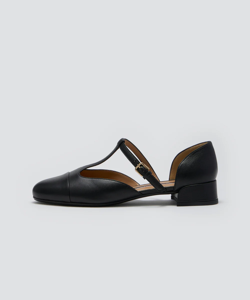 TAPA Tストラップ パンプス 2.5cm BLACK