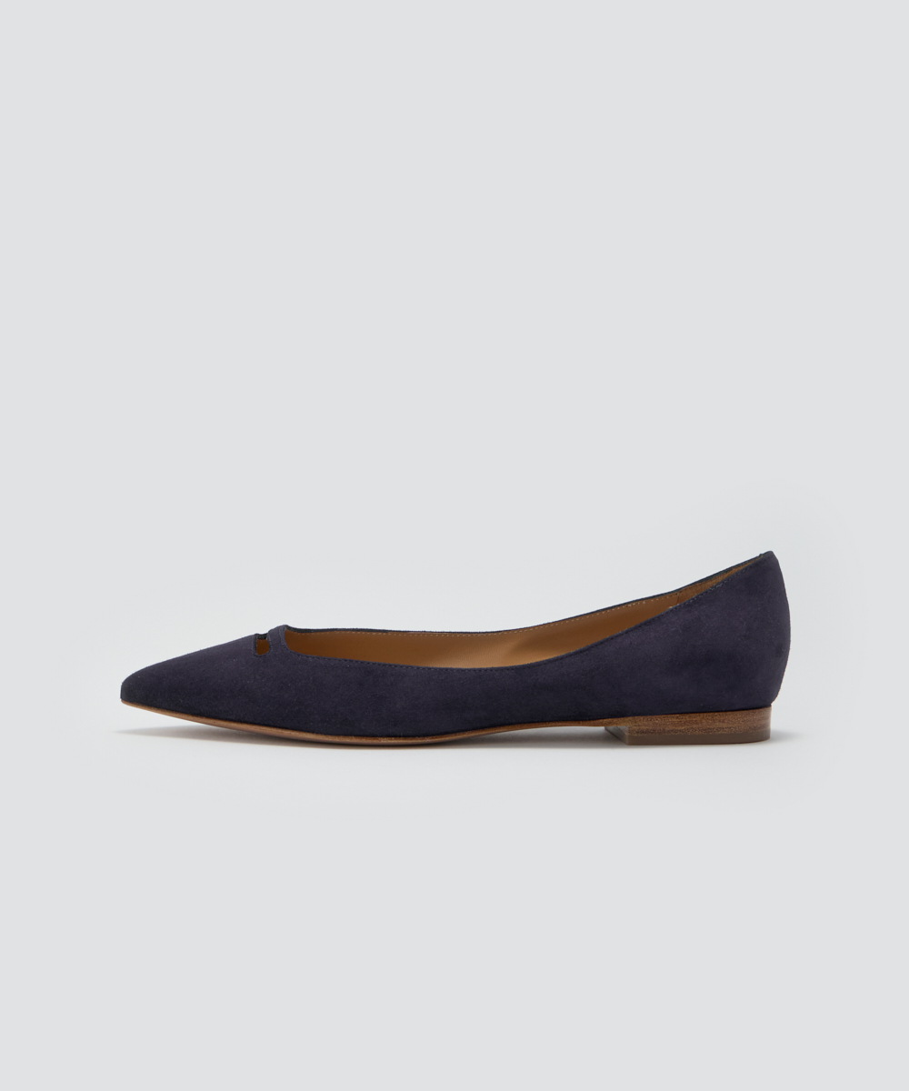 【伊勢丹新宿店限定】ANDREA アネッリ スウェード パンプス 1.0cm NAVY